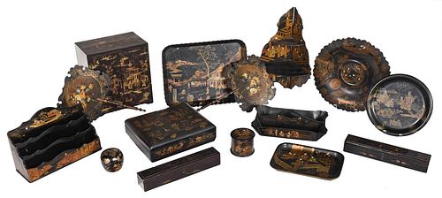 GROUP OF 15 GILT LACQUERED OBJECTSmost 37a17a