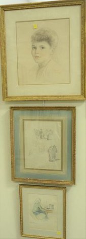 SIX PIECE GROUP OF FRAMED WORKS ON PAPER,