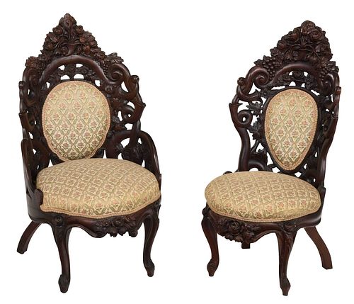 PAIR AMERICAN ROCOCO REVIVAL ROSEWOOD 37a307