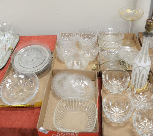FIVE TRAY LOTS OF ASSORTED CRYSTAL  37a340