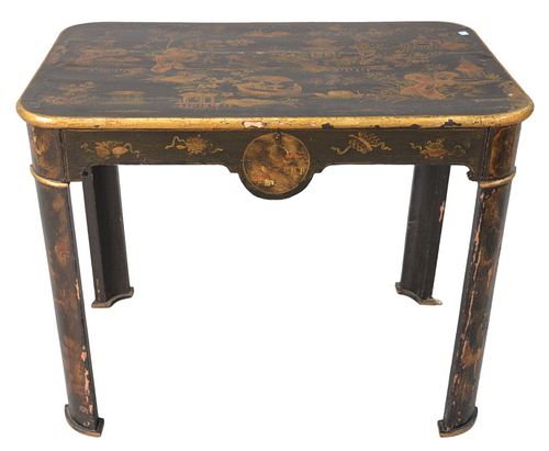 CHINOISERIE BLACK LACQUERED TABLE  37a3cd