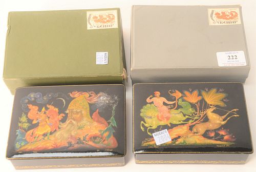 TWO RUSSIAN LACQUER BOXES HAVING 37a53b