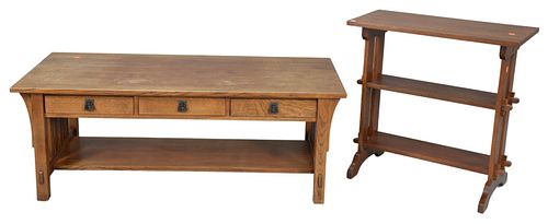 TWO STICKLEY MISSION OAK TABLES  37a632