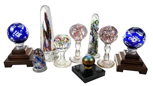 NINE PEDESTAL FORM PAPERWEIGHTS19th 20th 37a719