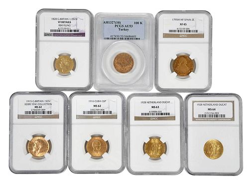 SEVEN ASSORTED GOLD COINS1795 Spanish 37a7c4
