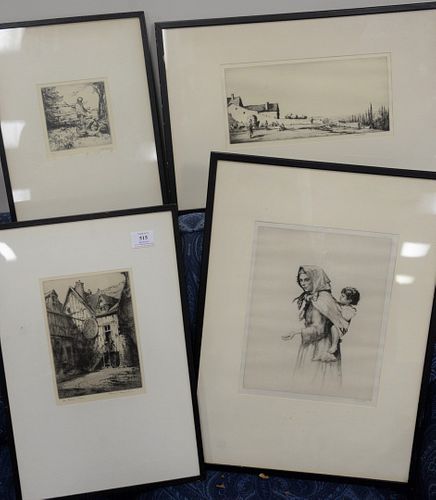 GROUP OF ELEVEN FRAMED ETCHINGS 37a9be