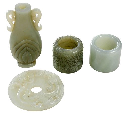 FOUR CHINESE CARVED JADE AND HARDSTONE 37aaec