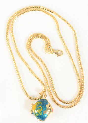 14 KARAT GOLD CHAIN WITH ENAMELED 37ab21