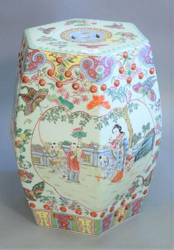 CHINESE FAMILLE ROSE GARDEN SEAT  37add2
