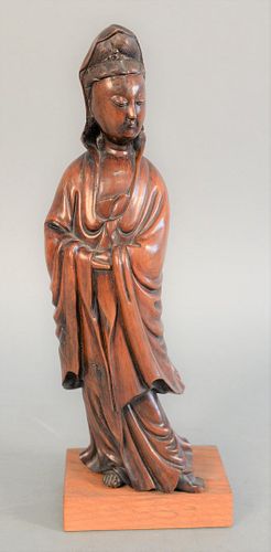 CHINESE CARVED WOOD FIGURE OF A 37ae80