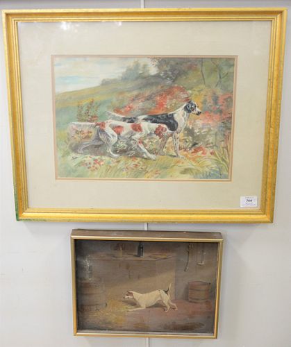 TWO FRAMED PAINTINGS OF DOGS TO 37af15