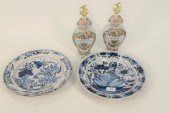 FOUR PIECE GROUP TO INCLUDE DELFT, PAIR