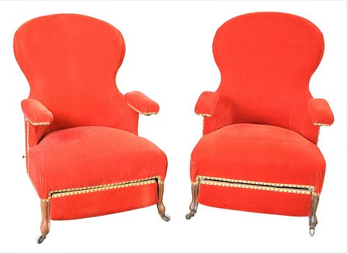 PAIR OF VICTORIAN UPHOLSTERED ARMCHAIRS  378b7e