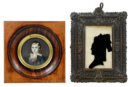 FRAMED PORTRAIT MINIATURE AND MOURNING 378fe1