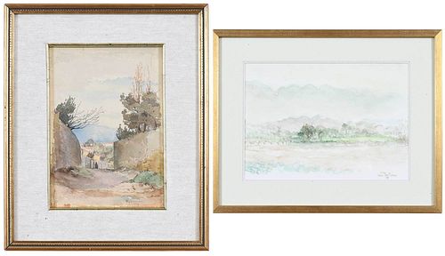 TWO FRENCH WATERCOLORS FRAMED 20th 37900e