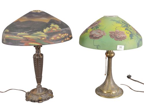 TWO REVERSE PAINTED TABLE LAMPS  379250