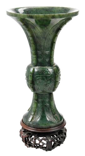 CHINESE CARVED GREEN JADE OR HARDSTONE 379324