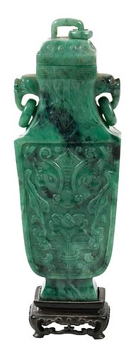 CHINESE CARVED GREEN JADE OR HARDSTONE 379325