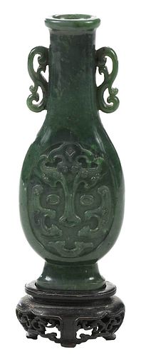 CHINESE CARVED GREEN JADE OR HARDSTONE 379328