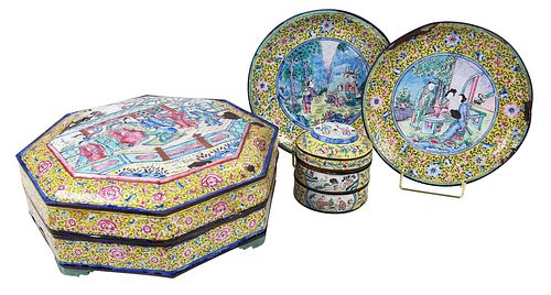 FOUR CHINESE CANTON ENAMEL TABLE 379337