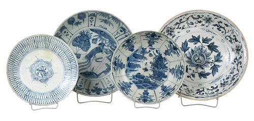 FOUR CHINESE BLUE AND WHITE DECORATED 3793bb
