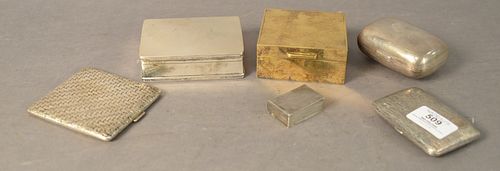 GROUP OF SIX SILVER BOXES TO INCLUDE 379478