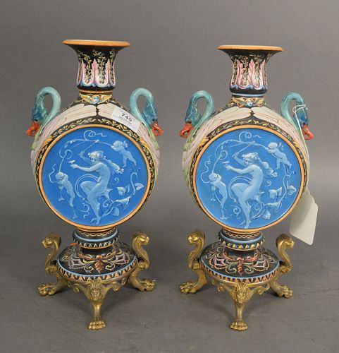 PAIR OF FRENCH MONTEREAU MAJOLICA 379581
