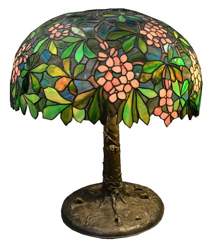LARGE AMERICAN LEADED GLASS LAMP  3795f8