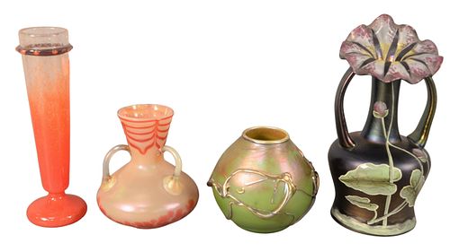 FOUR ART GLASS VASES TO INCLUDE 379661