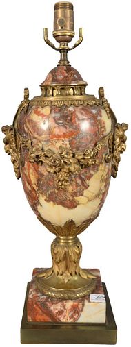 FRENCH ROUGE MARBLE TOP LAMP HAVING 37989d