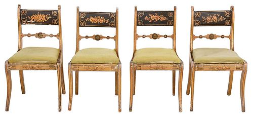 SET OF FOUR CLASSICAL PAINTED PARCEL