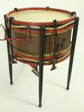 VINTAGE HAND PAINTED DRUM MOUNTED AS