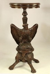 ANTIQUE CARVED MAHOGANY EAGLE ROUND
