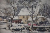 CURRIER & IVES LITHOGRAPH FROZEN UP,