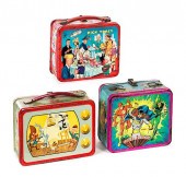 3 LUNCH BOXES DICK TRACY, SUPER FRIENDS,