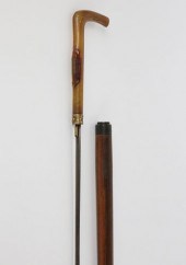 LADYS ANTIQUE SWORD CANE WITH CARVED