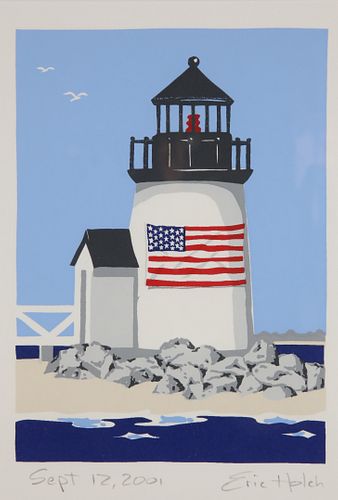 ERIC HOLCH PRINT BRANT POINT LIGHTHOUSE 37d532