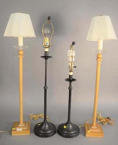 FIVE LAMPS TO INCLUDE PAIR OF CANDLESTICK 37b339