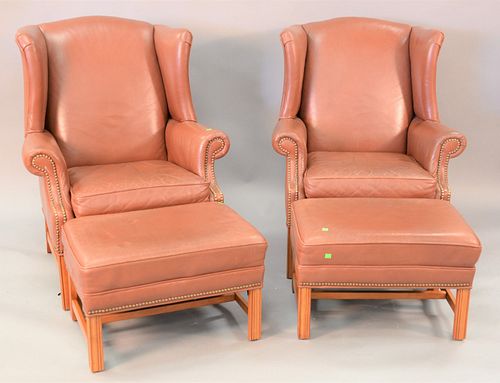PAIR OF ETHAN ALLEN LEATHER WING 37b375