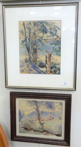 THREE FRAMED WATERCOLORS TO INCLUDE 37b3e7