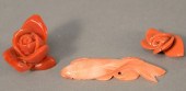 THREE CARVED PIECES OF CORAL, LARGE