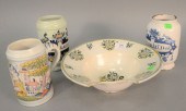 FOUR DELFT PIECES TO INCLUDE TWO POLYCHROME