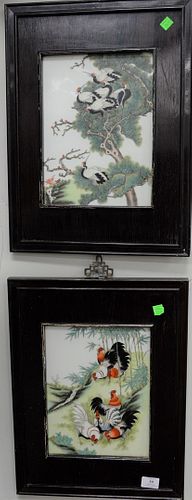 TWO CHINESE PORCELAIN FRAMED PLAQUES  37b5ee
