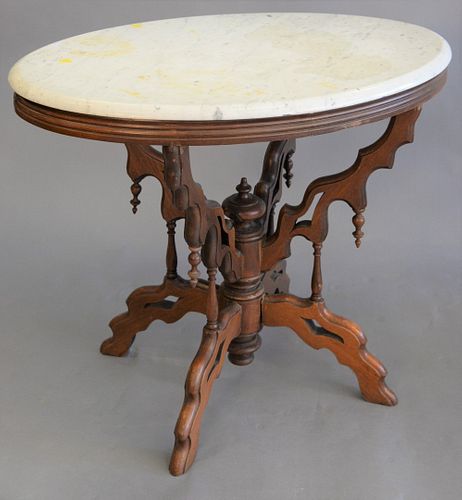 OVAL VICTORIAN MARBLE TOP TABLE  37b65f