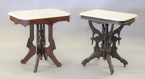 TWO VICTORIAN MARBLE TOP TABLES  37b727