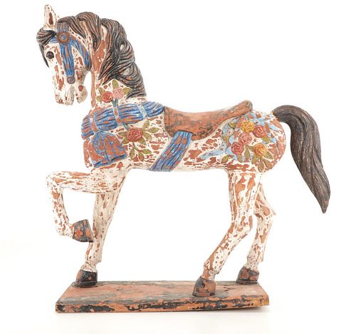 19TH CENTURY CARVED FOLK ART HORSE 37b84d