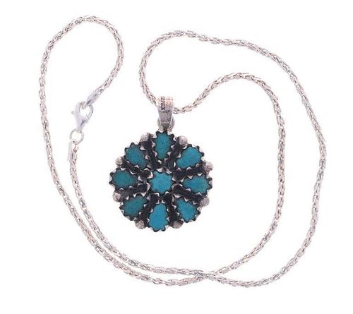TURQUOISE AND STERLING SILVER PENDANT 37b922
