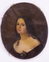 MARY JANE PEALE OVAL OIL ON CANVAS PORTRAIT