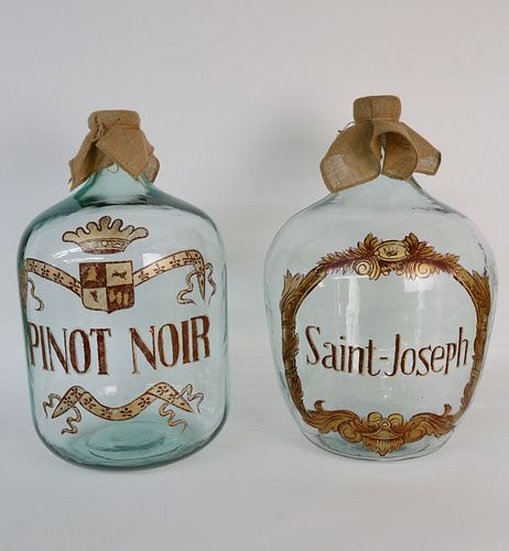 PAIR OF FRENCH GLASS WINE JUGS  37ec11