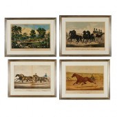 4 CURRIER & IVES EQUESTRIAN PRINTSCurrier